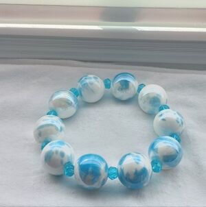 Handmade Blue And White Glass Bracelet